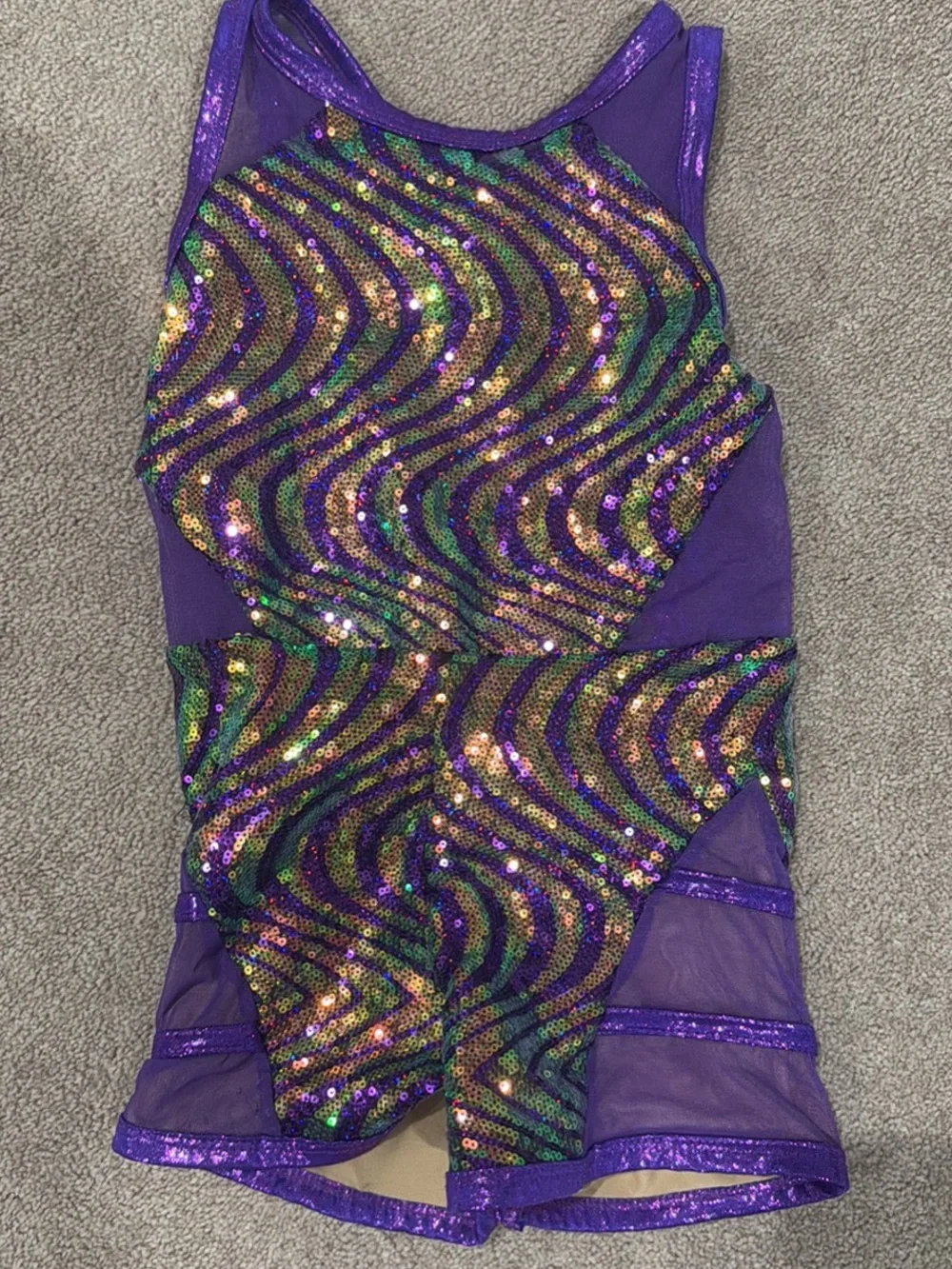 Weissman Purple Sequin Dance Leotard with Multicolor Accents
